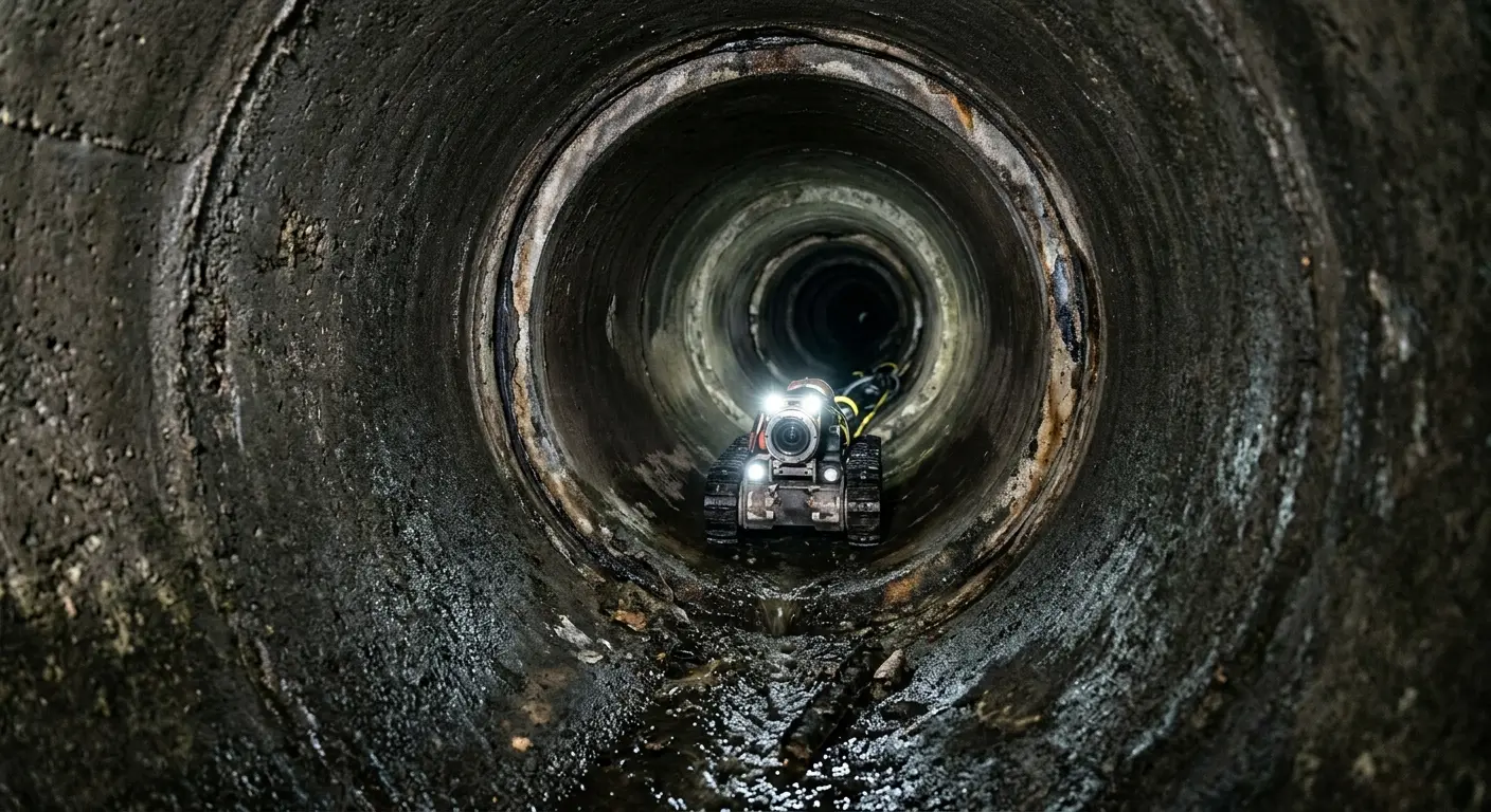 Robotic sewer camera inspecting pipe interior for Sewer Line Repair in Titusville